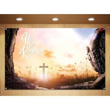 Imagem de Sunwer Ele Ressuscitou, Cenário Para Cabine De Fotos, Cruz Cristã, Ressurreição, Decoração Páscoa, Semana Santa, Interior, Exterior, Parede, Fundo, Suprimentos,