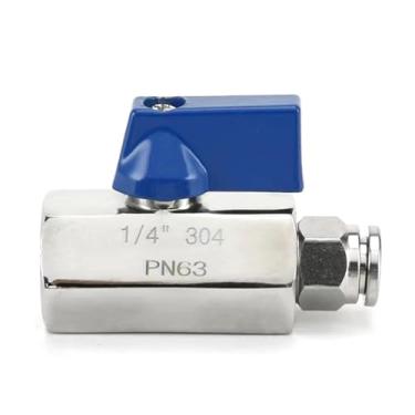 Imagem de SS304 Válvula de esfera de aço inoxidável mini válvula de esfera fêmea com encaixe de tubo de mangueira de ar válvula de esfera Push In Connect 1/8 1/4 3/8 1/2 polegada 1 peça (1I4 polegadas, 4 mm)