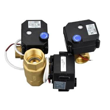 Imagem de Válvula esférica motorizada de 1/2 3/4 1 polegada com interruptor manual DC9v DC12v DC24v válvulas de esfera elétricas de latão 1 peça (DN15,12VDC_CR04)