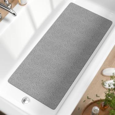 Imagem de HITSLAM Tapete de banheira antiderrapante, tapete de chuveiro de bucha de PVC macio de 89 x 40 cm de comprimento, tapete de banho para banheira sem ventosas, tapete de banheira de secagem rápida para