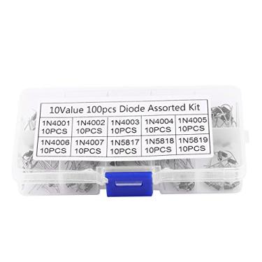 Imagem de Pissente 100pcs Kit de Sortimento de Diodos de 10 Valores 1N4001-1N4007 1N5817-1N5819 Baixo Vazamento de Queda de Tensão Direta de Alta Eficiência Com Caixa de Armazenamento Transparente