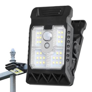 Imagem de Hamosky Luzes de calha solar ao ar livre com sensor de movimento, luz LED com clipe com 3 modos de detecção, IP65 à prova d'água, luz de jardim para montagem na parede, 11,2 x 7,6 cm, preta, luz de