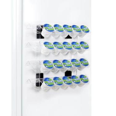 Imagem de IntreLife Porta-copos K para geladeira, organizador magnético de cápsulas de café comporta 24 K, organizador de copos K de acrílico removível com ímãs fortes, suporte de cápsulas de café para cozinha