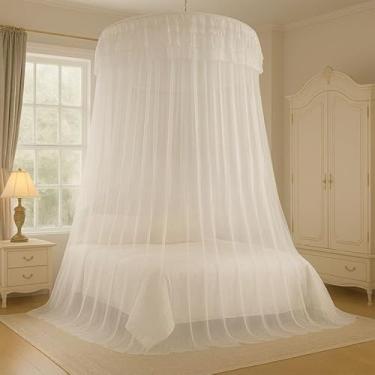 Imagem de Mosquiteiro Gigante Aberto ou Fechado em Renda | Para Cama Casal Queen King | Elegante e Ventilado(Branco,Aberto)