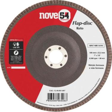 Imagem de Flap disc 7" g50 costado fibra reto p/ aço carbono Nove54
