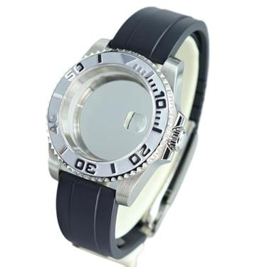 Imagem de FEIYASHI Caixa de relógio de aço à prova d'água de 40 mm vidro safira para NH35 NH34/36/38 Miyota8215 ETA2824 relógio estilo iate movimento, Tampa inferior de vidro 3, For Miyota8215 8205 Movement