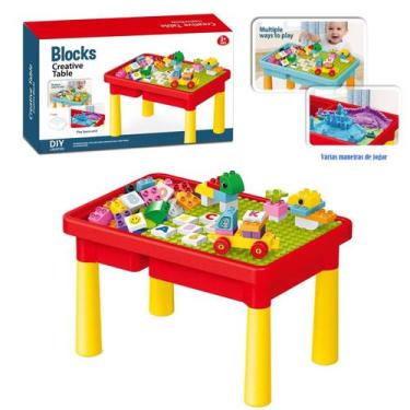 Imagem de Mesinha Criativa Baby Land Com 56 Blocos Kids Home, Vermelho