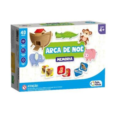 Imagem de Jogo da Memória com 40 Peças Infantil Arca de Noé Desenho Biblico Pais