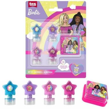 Imagem de Kit De Carimbos Autotintado E Almofada Barbie 5 Peças - Tris