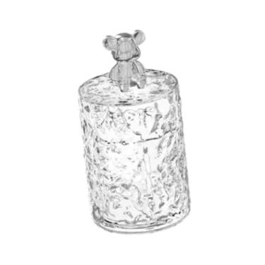 Imagem de Ioensy Porta-palitos, porta-cotonetes, organizador fofo e decorativo, caixa de armazenamento com tampa transparente para casa, banheiro e, Redondo