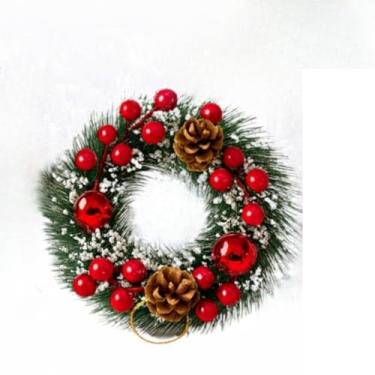 Imagem de Guirlanda Natalina Luxo Verde Nevada - 2 Tamanhos (20/30cm), Enfeite Decorativo Premium para Porta e Parede, Decoração Acolhedora para Casa Natal (Guirlanda Nevada (20cm))