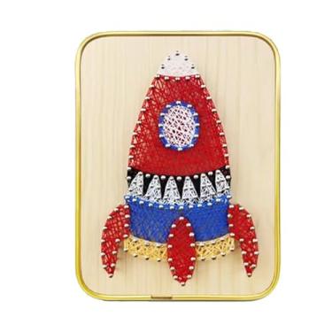 Imagem de MerainMe Kit de arte de corda 3D DIY Rocket Crafts Decoração de casa sinuosa Terno de desenho para crianças, família iniciante, presente de Natal feito à mão (inclui todos os acessórios e moldura