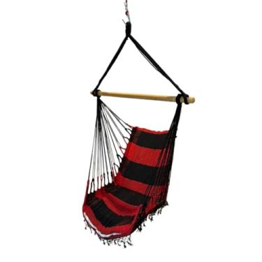 Imagem de Rede Cadeira de teto suspensa Descanso e Balanço cadeira de balanço adulto balanço(VERMELHO/PRETO)