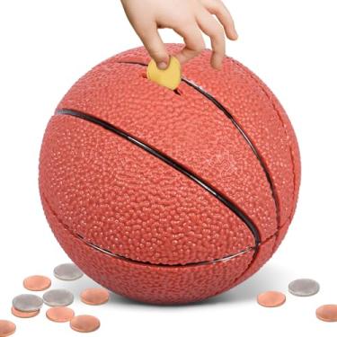 Imagem de Cofrinho de basquetebol/futebol/beisebol para meninos, com amplo compartimento para moedas no topo, cofrinho esportivo à prova de estilhaçamento para adolescentes e fãs de esportes (basquetebol)