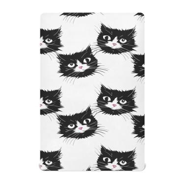 Imagem de SEHANY Lençóis de berço de gatos fofos para meninos e meninas, macio, respirável, elástico, lençol com elástico padrão para bebês de 27 x 99 cm