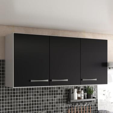 Imagem de Armário De Cozinha Aéreo Suspenso 3 Portas Branco-preto