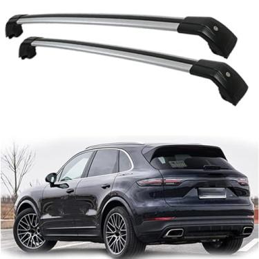Imagem de Tsinesla Barras de tejadilho de carro, barras transversais para Cayenne, 5-dr SUV, 2018 2019 trilhos de teto superiores de liga de alumínio com lacuna para o teto do carro, 2 peças
