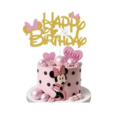 Imagem de Topo De Bolo De Aniversário Da Minnie Mouse Decorações De Festa Disney