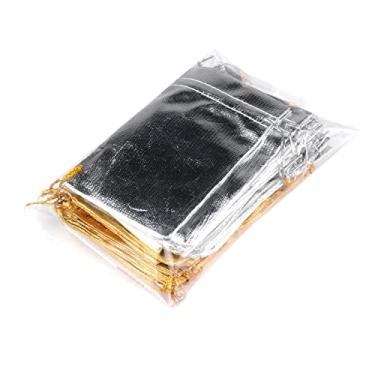 Imagem de 50 peças/7 x 9/9 x 12/10 x 15 cm sacos de presente de tecido de folha dourada sacos de embalagem de presente de festa de casamento sacos de embalagem desenháveis (misturado, 9 x 12 cm _50 peças)