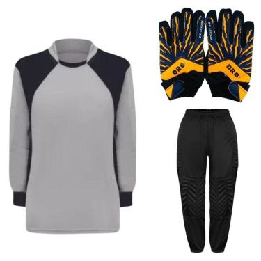 Imagem de Kit de Goleiro Infantil Camisa + Calça Acolchoada + Luva-Unissex