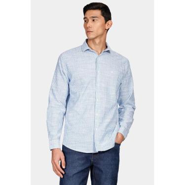 Imagem de Camisa Aramis Manga Longa Branco e Azul-Masculino
