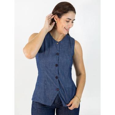 Imagem de Blusa Feminina Alongada Jeans Soft Botões Anticorpus-Feminino