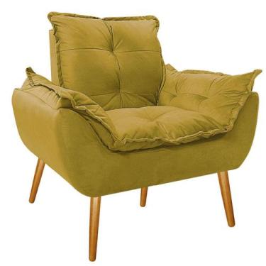 Imagem de Poltrona Opala Palito Mel Suede Amarelo - Doce Sonho Móveis
