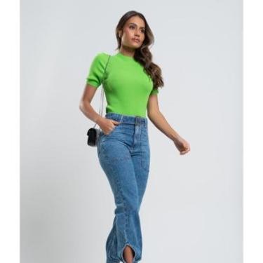 Imagem de Calça Jeans Salvatore Fashion Mom Bolso Cinto Feminina-Feminino