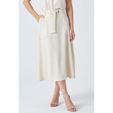 Imagem de Saia Midi PKS Com Cinto Bege-M-Feminino