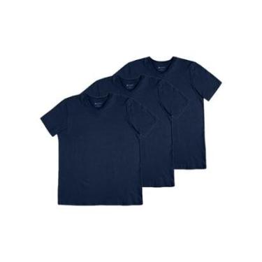 Imagem de Kit com 3 Camisetas Masculina Hering 022b Azul Marinho-Masculino