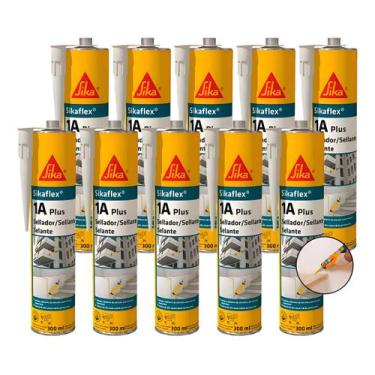 Imagem de Kit 10 Sikaflex 1a Plus 300ml Branco Selante Elástico Construção