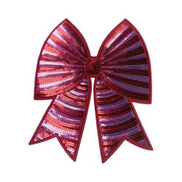 Imagem de Apliques De Laço Com Lantejoulas Rosa 21x25cm, Acessório DIY Para Roup