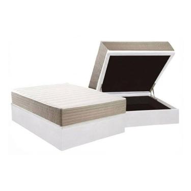 Imagem de Cama Box Baú NOVO + Colchão Ortopédico Kappesberg D33 Anatômico Carmine + Base CRC Cora...