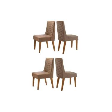 Imagem de Cadeira de Cozinha Dafne Kit 4 Un Madeira Capuccino/Suede Capuccino - Rufato