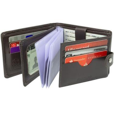Imagem de Carteira de Couro Masculina Grande com Caixa porta RG Documento cédula