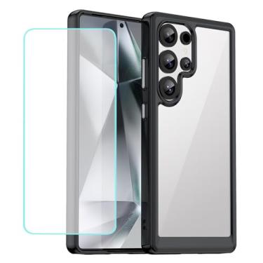 Imagem de Wanyuexes Capa para Galaxy S25 Ultra/para Samsung S25Ultra SM-S938B Capas com protetor de tela de vidro temperado, parte traseira de policarbonato transparente e capa protetora de telefone TPU para