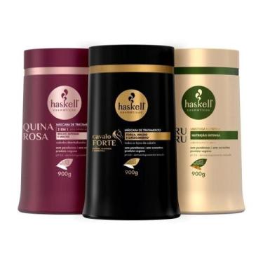 Imagem de Kit cronograma para cabelos crespos 900g masc quina+cavalo forte+murum