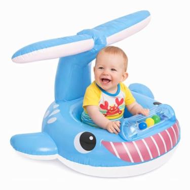 Imagem de Boia Inflável Sensorial para Bebês com Chocalho Interativo – Baleia Premium para Piscina – Estímulo e Diversão para Crianças de 1 a 3 Anos