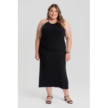 Imagem de Vestido Longo Plus Size c/ Alças e Amarração Decote e Abertura Lateral