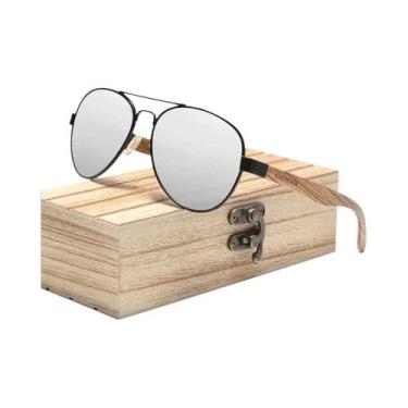 Imagem de Óculos De Sol Unissex UV400 HD Polarizados Com Armação De Madeira E Li