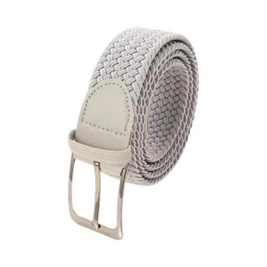 Imagem de Cinto Masculino Casual Elástico Trançado De Lona Cor Sólida Com Fivela