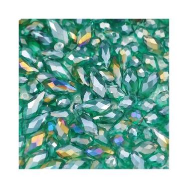 Imagem de Contas Espaçadoras De Vidro Cristal Verde Malaquita 30-50 Peças 5x8-8x