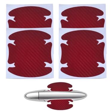 Imagem de Adesivos de carro de fibra de carbono - Capa protetora de carro | Protetor de capa de pintura de maçaneta de porta antiarranhões de fibra de carbono, proteção de pintura lateral de porta para veículo