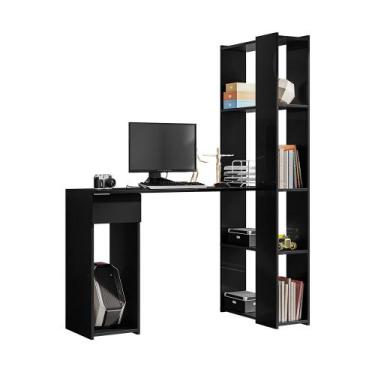 Imagem de Escrivaninha com Estante Dallas Preto - D'Rossi - DRossi