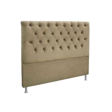 Imagem de Painel De Cama Box Estofada Casal Embaixatriz Plus Suede Marrom Taupe - Simbal