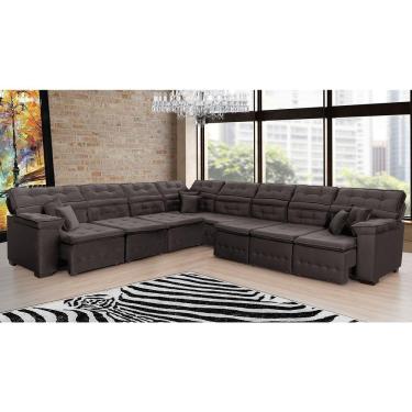 Imagem de Sofá Magno 3.32x4.57m De Canto, Retrátil E Reclinável - Marrom