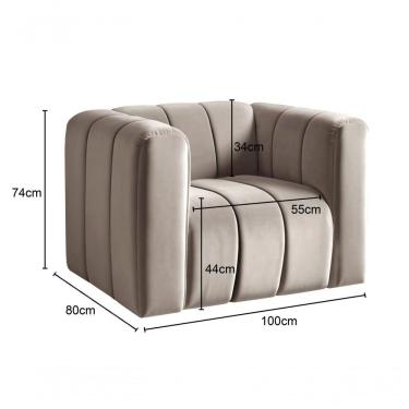 Imagem de Poltrona Mona Decorativa Confortável Moderna Sala De Estar - Veludo Capuccino 250