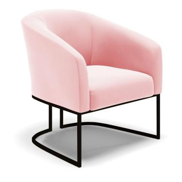Imagem de Cadeira Sala De Jantar Base Industrial Preto Stella Suede D03 - D'rossi Cor Rosa Bebê
