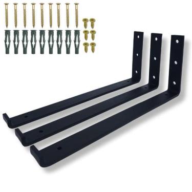 Imagem de 3 Mãos Francesas Em L Aço Resistente 30cm Estilo Moderno Para Pratelei