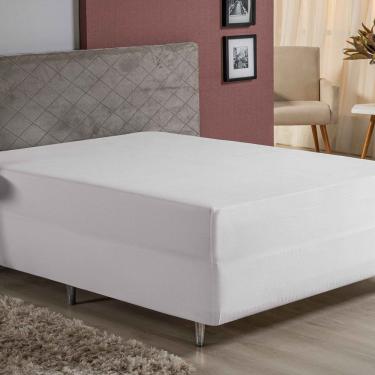 Imagem de Lençol Com Elástico Solteiro Nobre 1 Peça Luva De Box 55cm De Altura Malha 100% Algodão - Branco